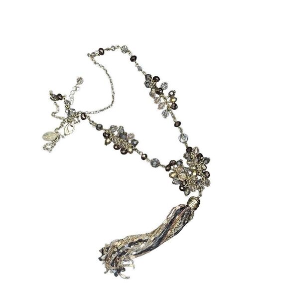 White House Black Market Crystal and Metal tassel Necklace - Picture 4 of 8